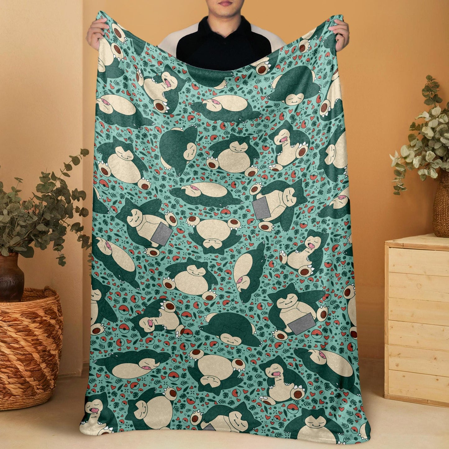 Snorlax Fleece Blanket Home Decor Throw Blanket Bedroom Decor Baby Blanket Sleep Snorlax Blanket Gifts