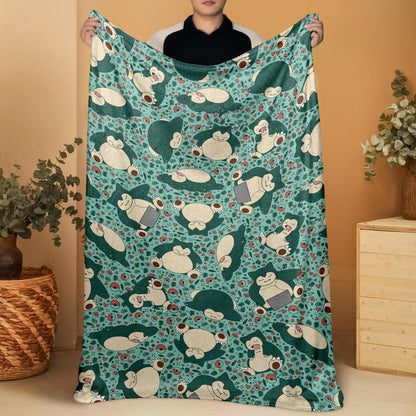 Snorlax Fleece Blanket Home Decor Throw Blanket Bedroom Decor Baby Blanket Sleep Snorlax Blanket Gifts