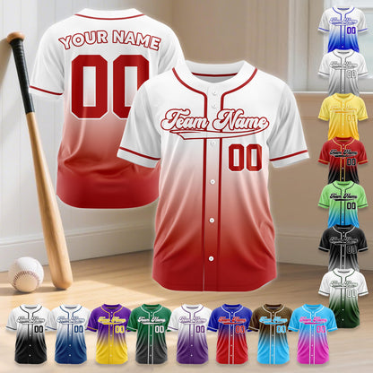 Custom baseball jersey personalized team name party wedding uniform gradient buttons team jerseys birthday gifts for baseball fans