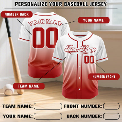 Custom baseball jersey personalized team name party wedding uniform gradient buttons team jerseys birthday gifts for baseball fans