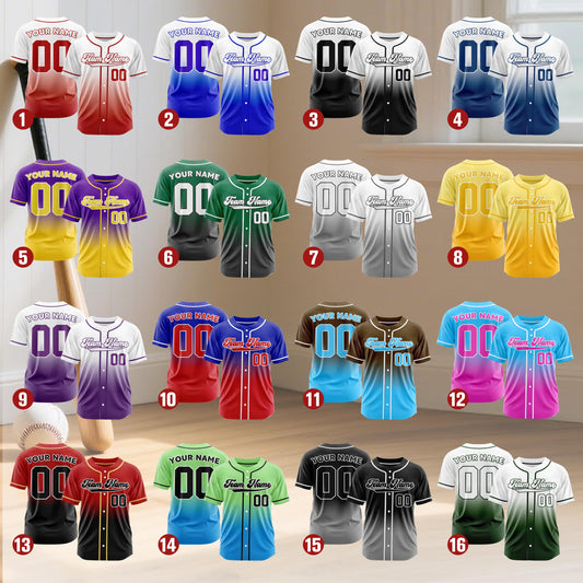 Custom baseball jersey personalized team name party wedding uniform gradient buttons team jerseys birthday gifts for baseball fans