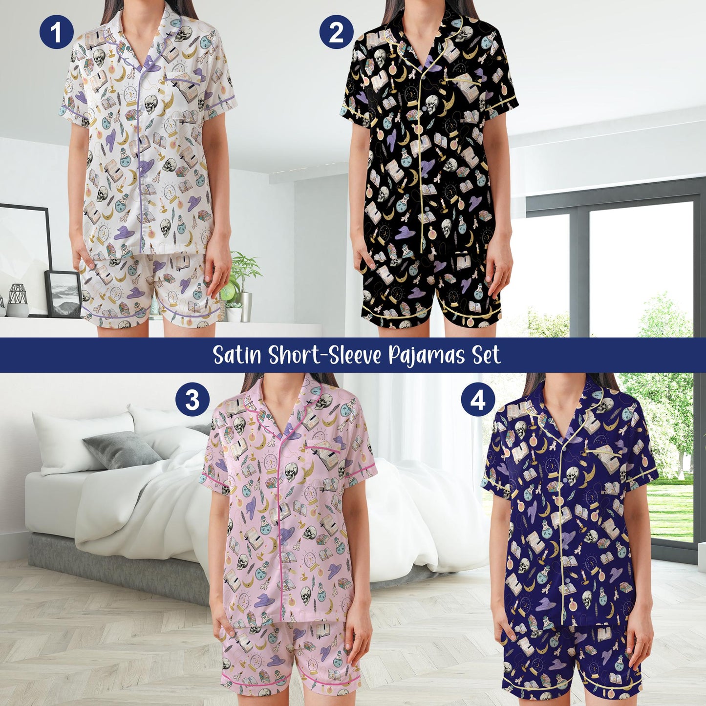 Fantasy Reader Pajamas Set, Bookworm Pajama Short Sleeve Pajamas, Bookish Pajamas, Romance, Enemies to Lovers Sleepwear Gift