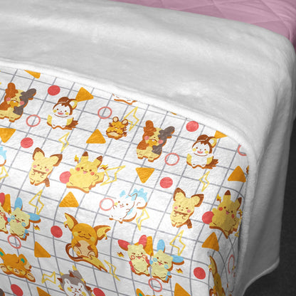 Pikachu and Raichu Blanket, Cotton Fleece Throw Blanket, Kawaii Character Decor, Home Decor Cozy Blanket, Pikachu Blanket Gifts