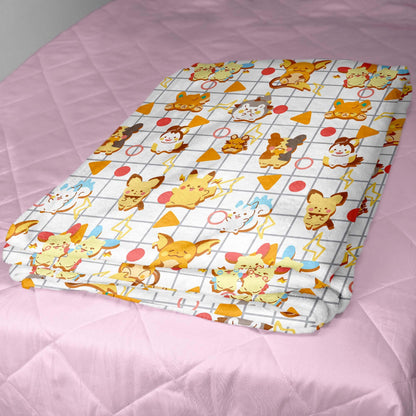 Pikachu and Raichu Blanket, Cotton Fleece Throw Blanket, Kawaii Character Decor, Home Decor Cozy Blanket, Pikachu Blanket Gifts