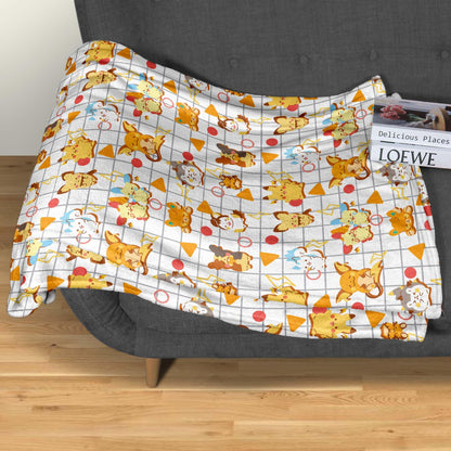 Pikachu and Raichu Blanket, Cotton Fleece Throw Blanket, Kawaii Character Decor, Home Decor Cozy Blanket, Pikachu Blanket Gifts