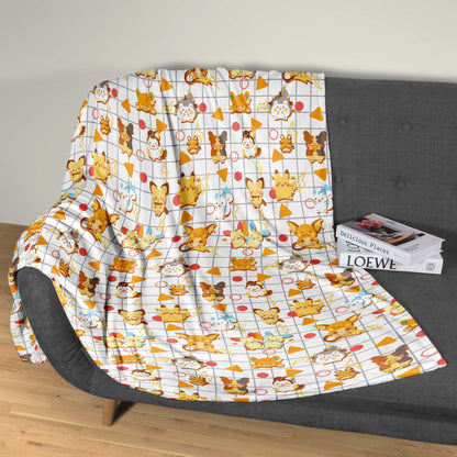 Pikachu and Raichu Blanket, Cotton Fleece Throw Blanket, Kawaii Character Decor, Home Decor Cozy Blanket, Pikachu Blanket Gifts