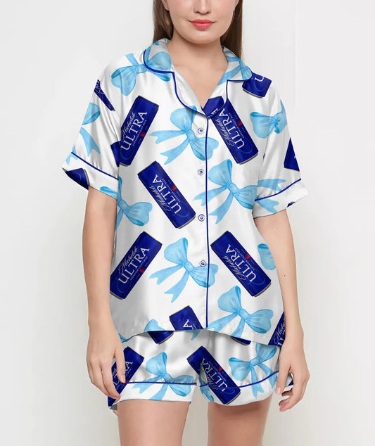 Coquette Ultra Can Pajamas Satin Set, Beer Shirt, Mother's Day Gift, Birthday Gift, Gift For Women, Bridesmaid Gifts, Anniversary Gift