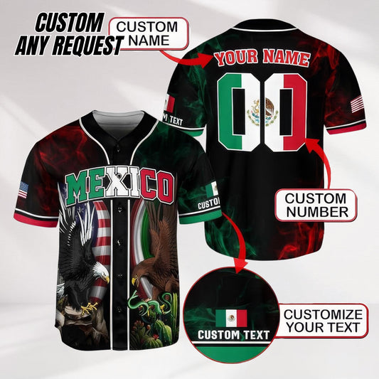 Personalized Baseball Jersey Mexico,Custom Team Name Number Mexican Jersey Shirt for Men Women Youth Kid Game Day Outfit For Mexico Fans B12