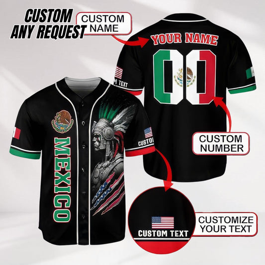 Personalized Baseball Jersey Mexico,Custom Team Name Number Mexican Jersey Shirt for Men Women Youth Kid Game Day Outfit For Mexico Fans B10