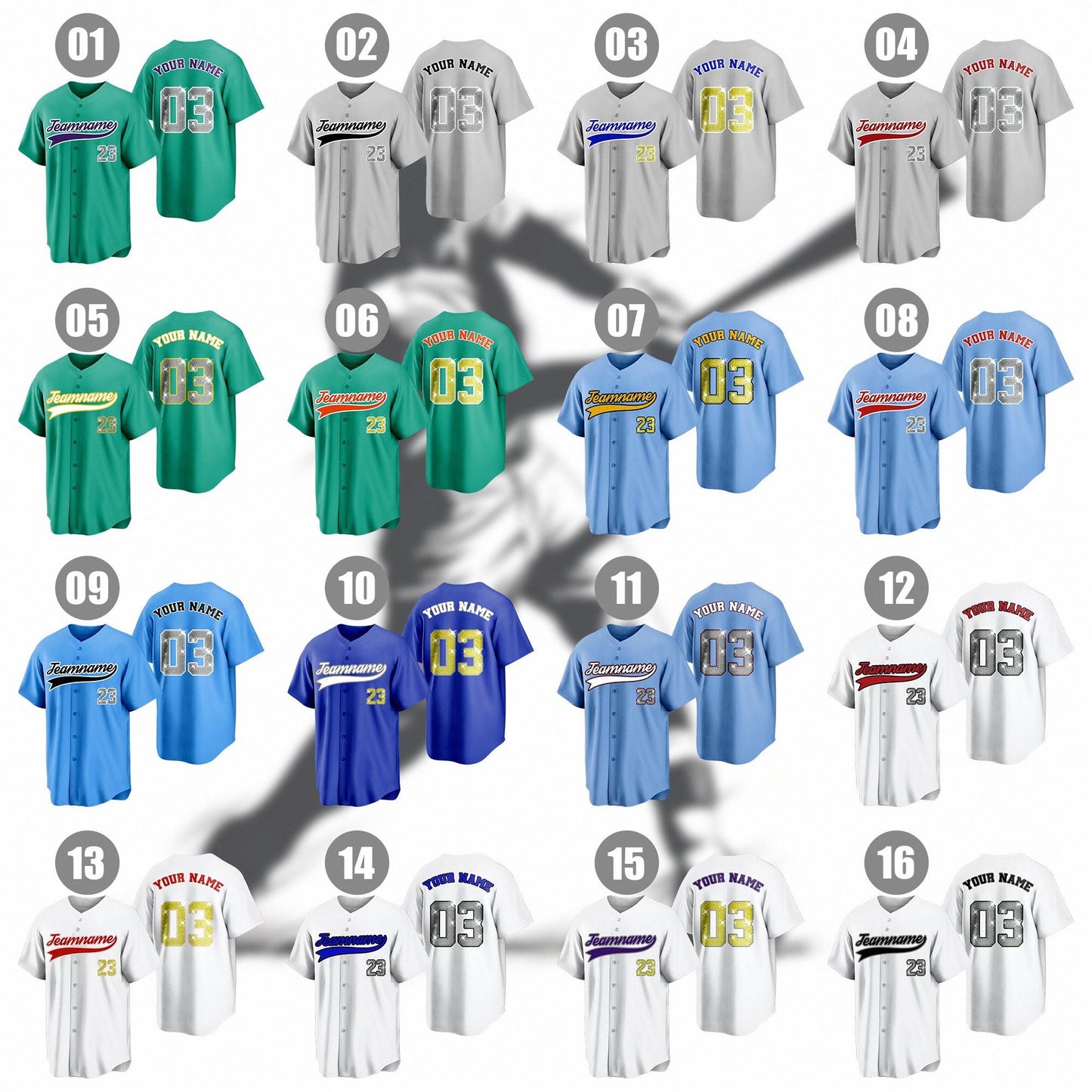 Custom Glitter Baseball Jersey: Personalized Stitched Name & Number