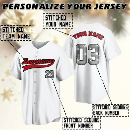 Custom Glitter Baseball Jersey: Personalized Stitched Name & Number