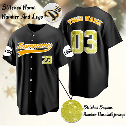 Custom Glitter Baseball Jersey: Personalized Stitched Name & Number