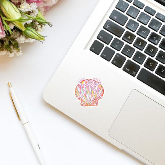 Summer Sea Shell Coquette Bow Preppy Vinyl Sticker | Kindle Stickers | Bookish Stickers | Trendy Stickers