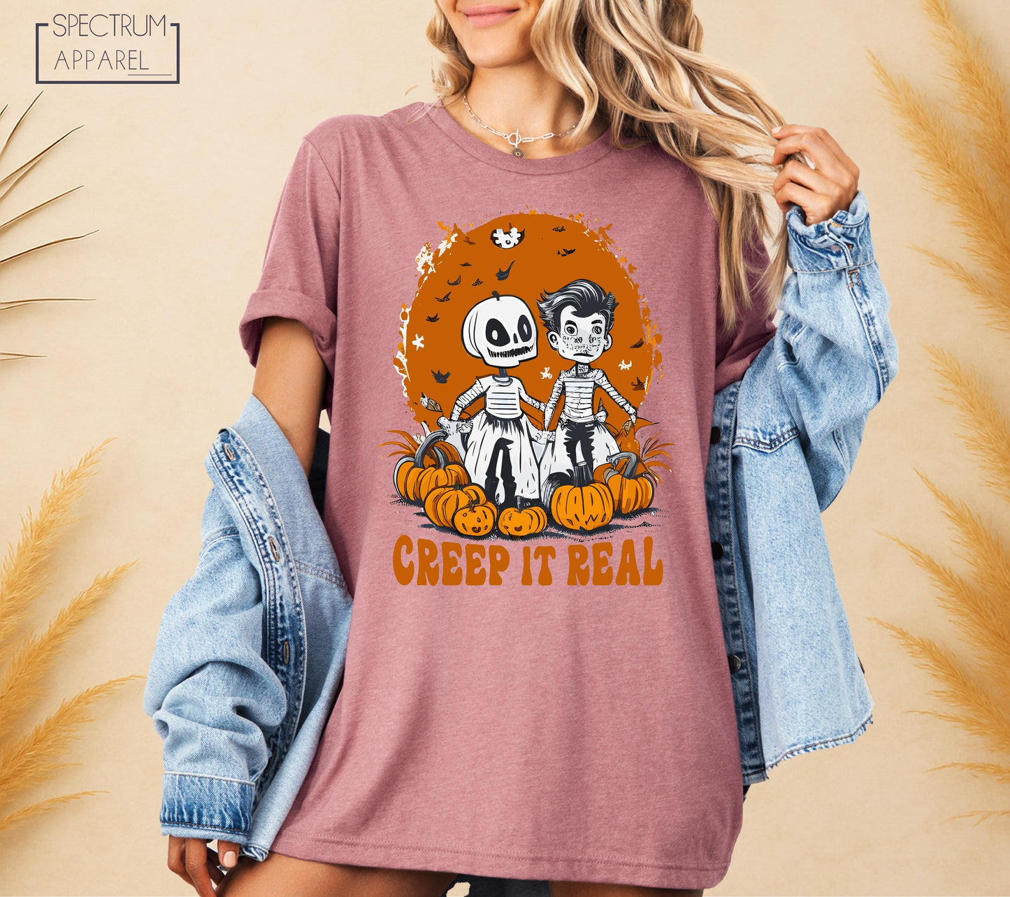 Creep It Real T-Shirt, Funny Creep It Real T-Shirt, Creepy Couple Shirt, Funny Halloween Tee, Pumpkin Skeleton Shirt, Spooky Season T-Shirt