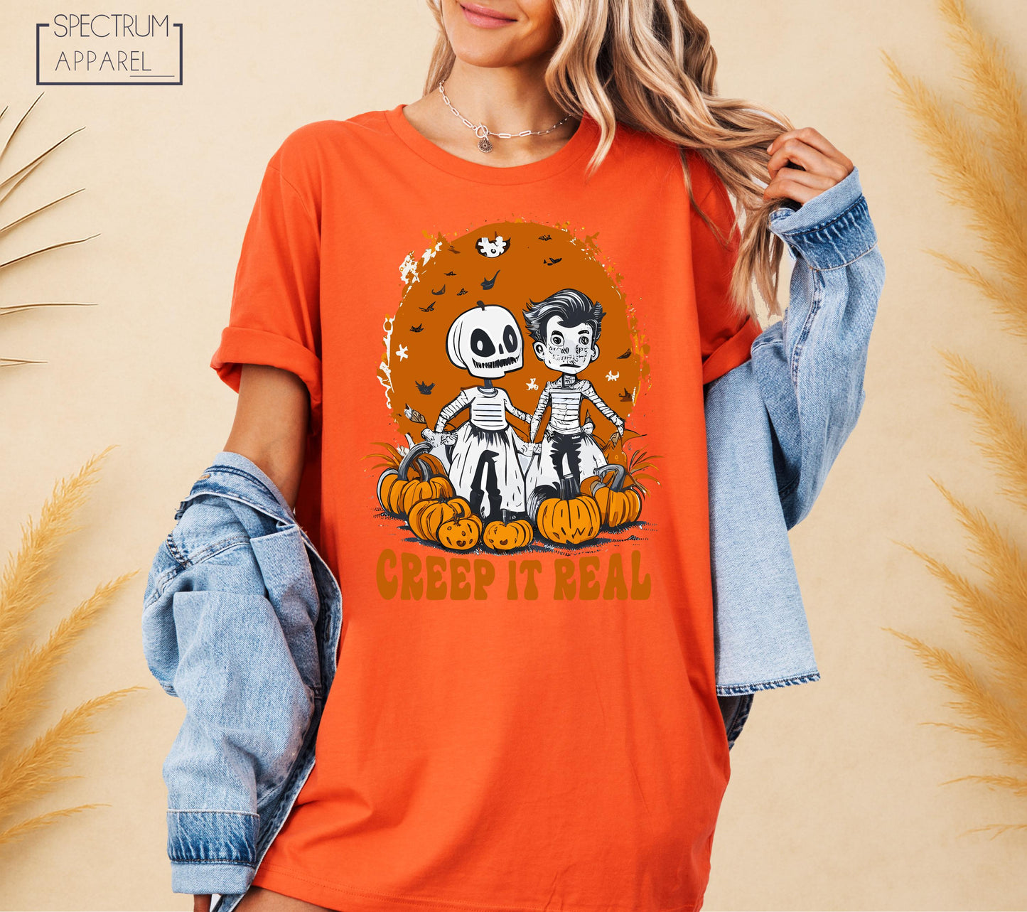 Creep It Real T-Shirt, Funny Creep It Real T-Shirt, Creepy Couple Shirt, Funny Halloween Tee, Pumpkin Skeleton Shirt, Spooky Season T-Shirt
