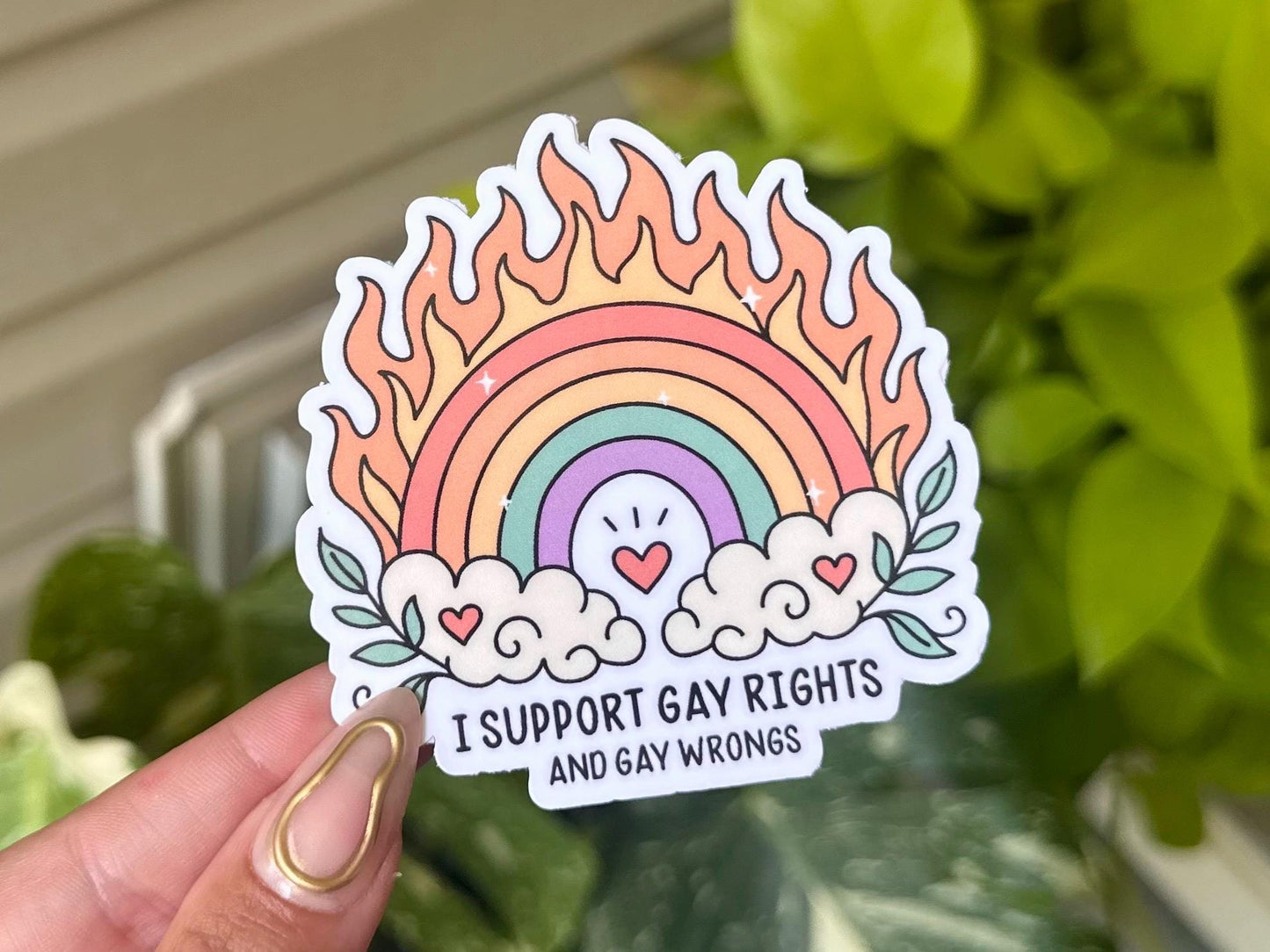 I Support Gay Rights & Gay Wrongs Waterproof Sticker, Funny Stickers, Handdrawn Art, Bestfriend Gifts, Pride, Gay, Queer
