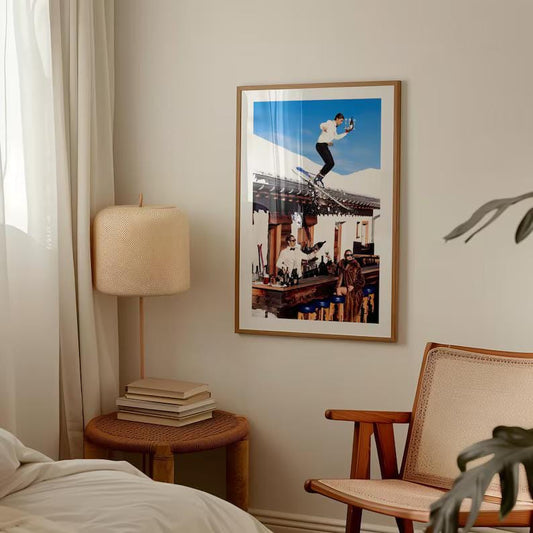 Vintage Skiing Poster: Retro Apres Ski Bar Cart Wall Art