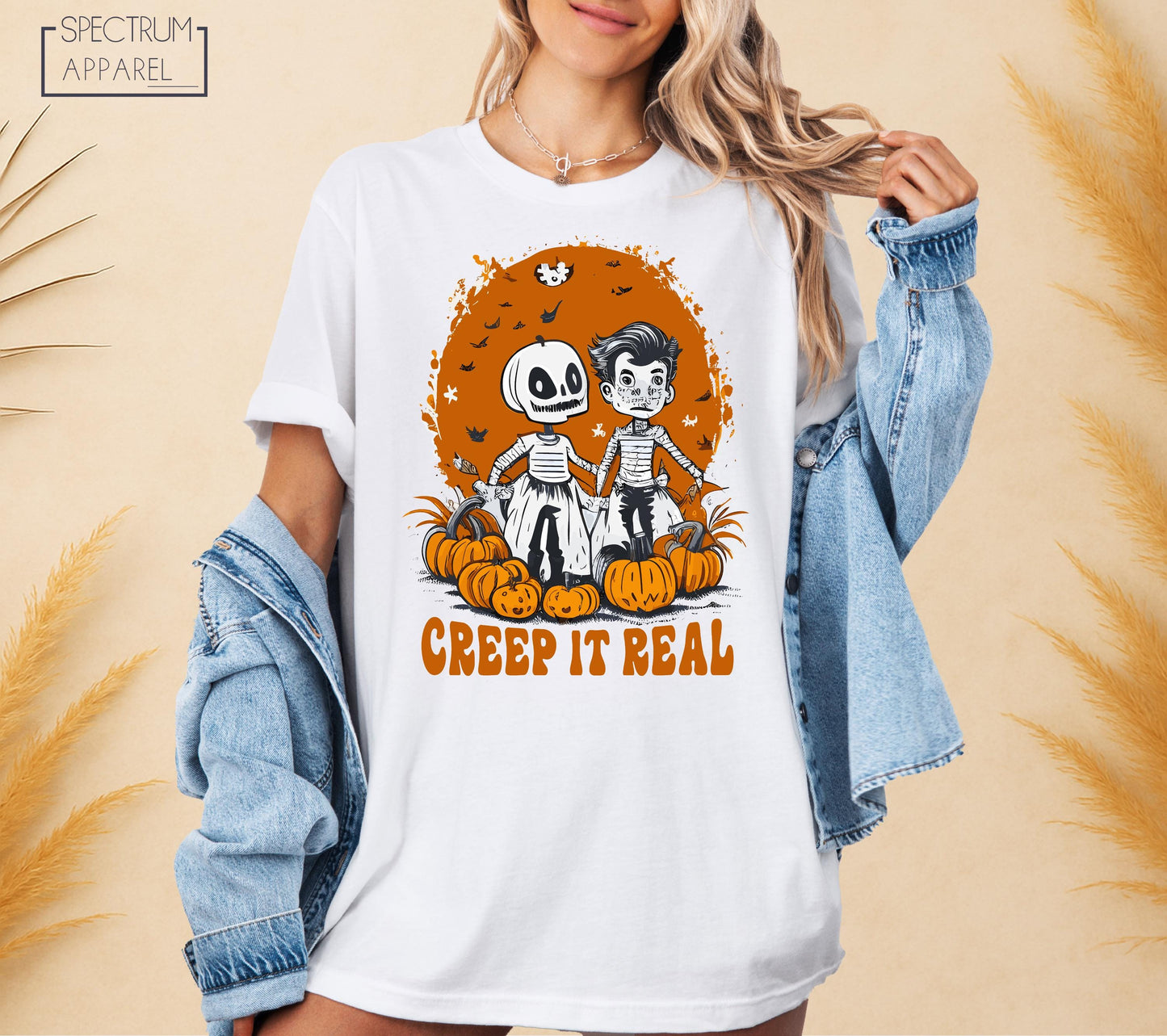 Creep It Real T-Shirt, Funny Creep It Real T-Shirt, Creepy Couple Shirt, Funny Halloween Tee, Pumpkin Skeleton Shirt, Spooky Season T-Shirt