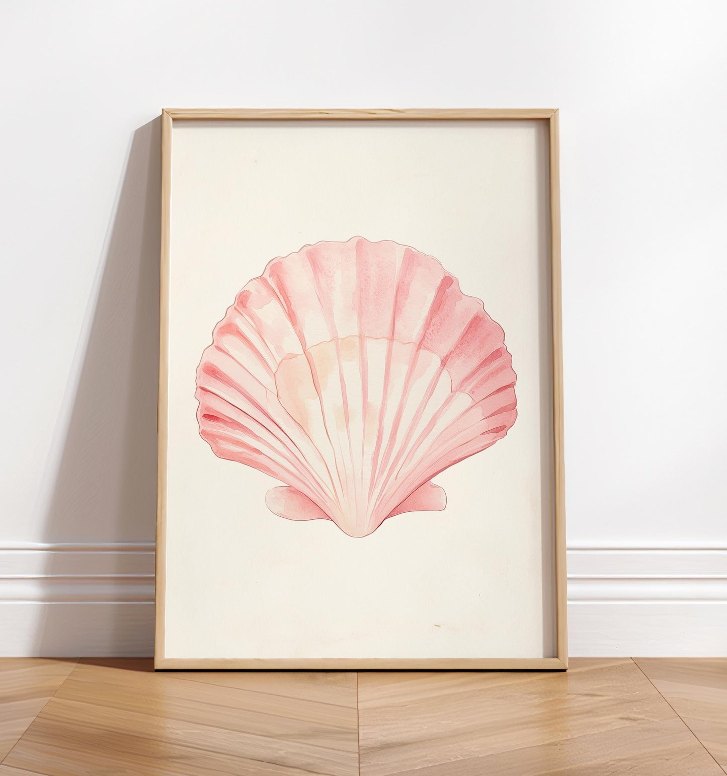 Soft pink seashell print, Beachy room decor, Ocean surf poster, Coastal granddaughter, Beach house, College coconut girl, Preppy dorm decor