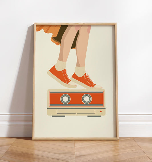 80s nostalgia cassette poster, Retro wall art, Music lover gift, Vintage wall art