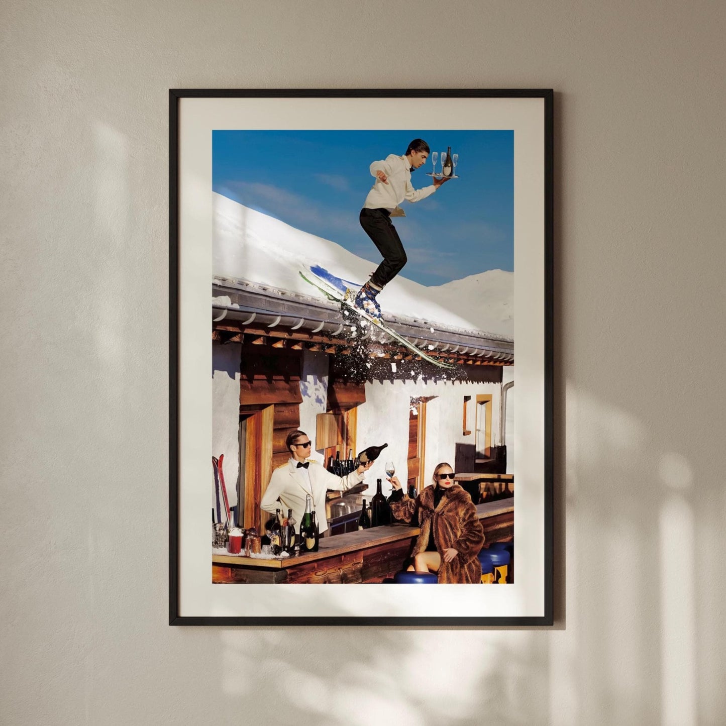 Vintage Skiing Poster: Retro Apres Ski Bar Cart Wall Art