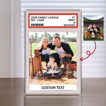 Personalized Baseball No. 1 Dad Trading Card Style, Custom Baseball Family Photo Acrylic Block, Father's Day Gift, Daddy's Dream Team Plaque