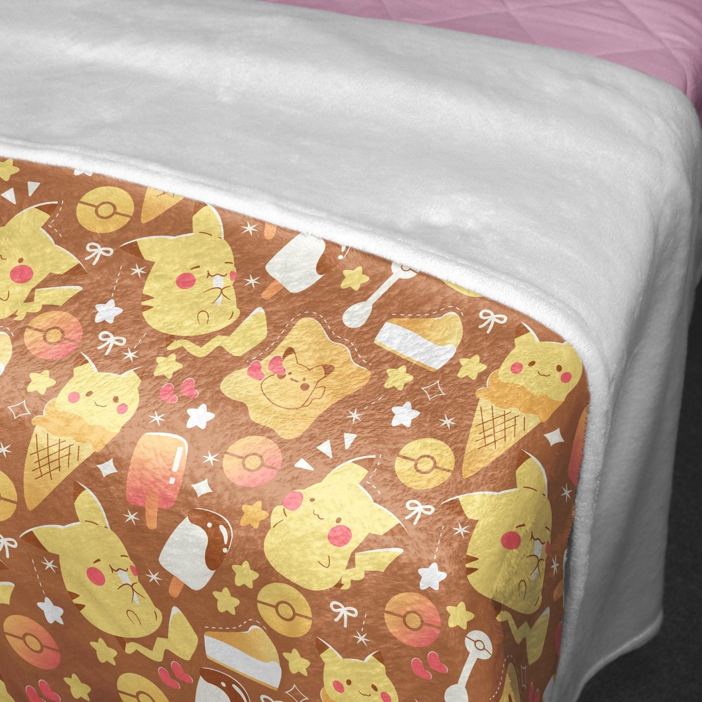 Pikachu Fleece Blanket Home Decor Throw Blanket Bedroom Decor Baby Blanket Cream Pikachu Blanket Gifts