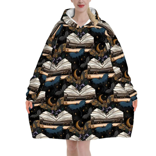 Book dragon at night Adult Blanket Hoodie please read description reader gift, comfy hoodie