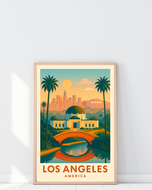 Los Angeles Travel Wall Art, LA Skyline Travel Decor, Birthday & Wedding Gift, Home or Office Poster, California City Map Print, Los Angeles