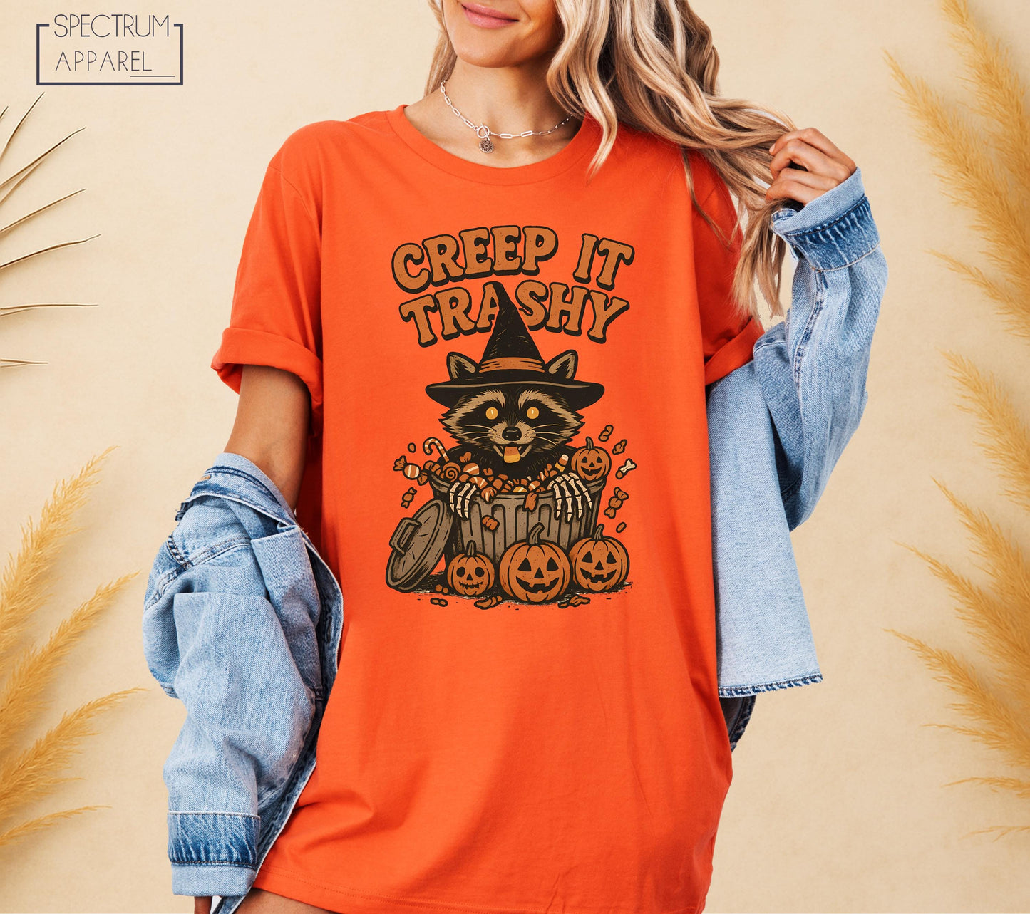 Creep It Trashy Raccoon T-Shirt, Creep the Trash Top, Funny Halloween Trash Raccoon Shirt, Pumpkin Candy Animal Shirt, Spooky Fall Humor Top