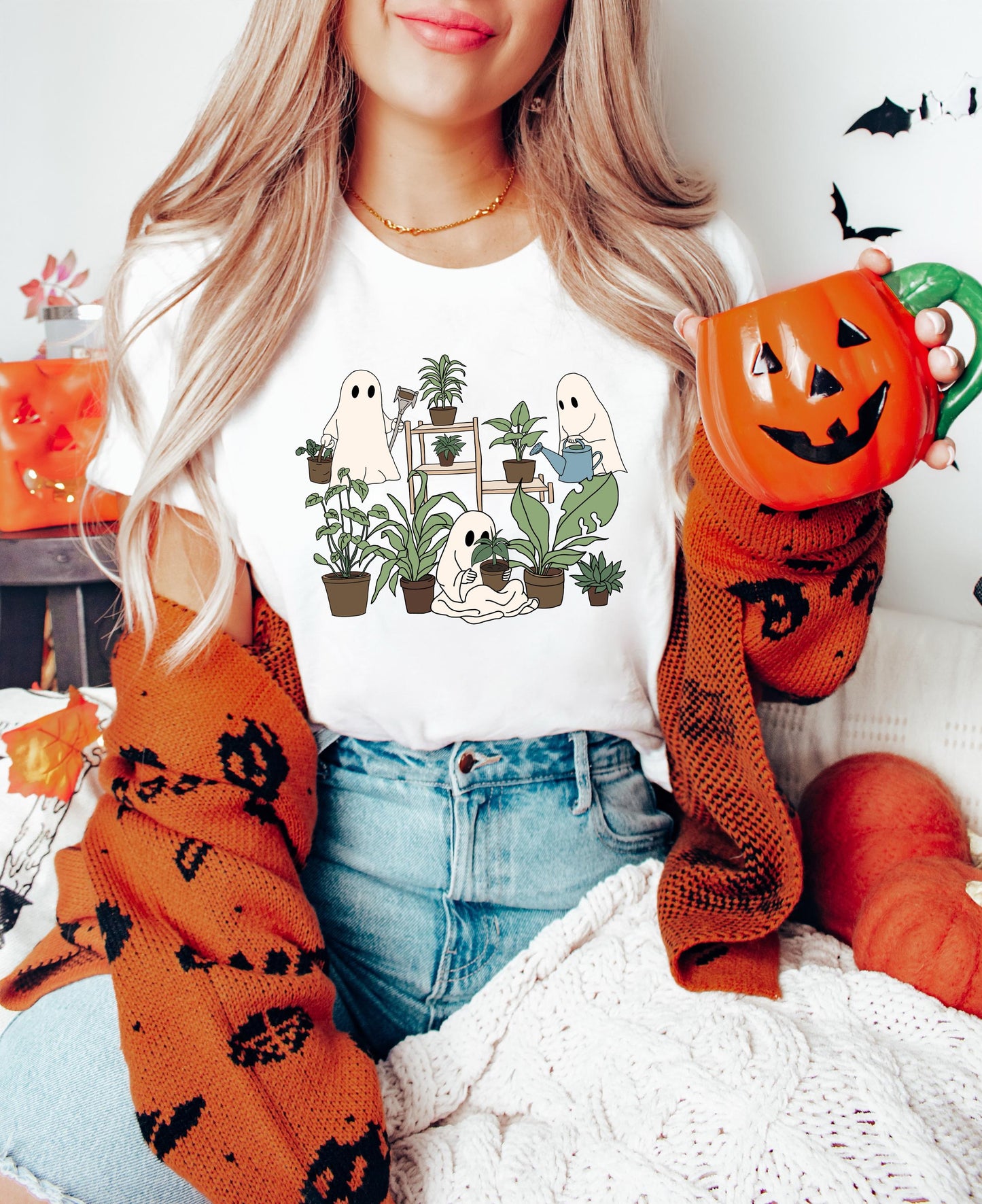 Ghost Plant Shirts Crazy Plant Lady TShirt, Ghost Plant Lady, Halloween Plants ,Ghost Plant Lady, Ghost Plant Shirts