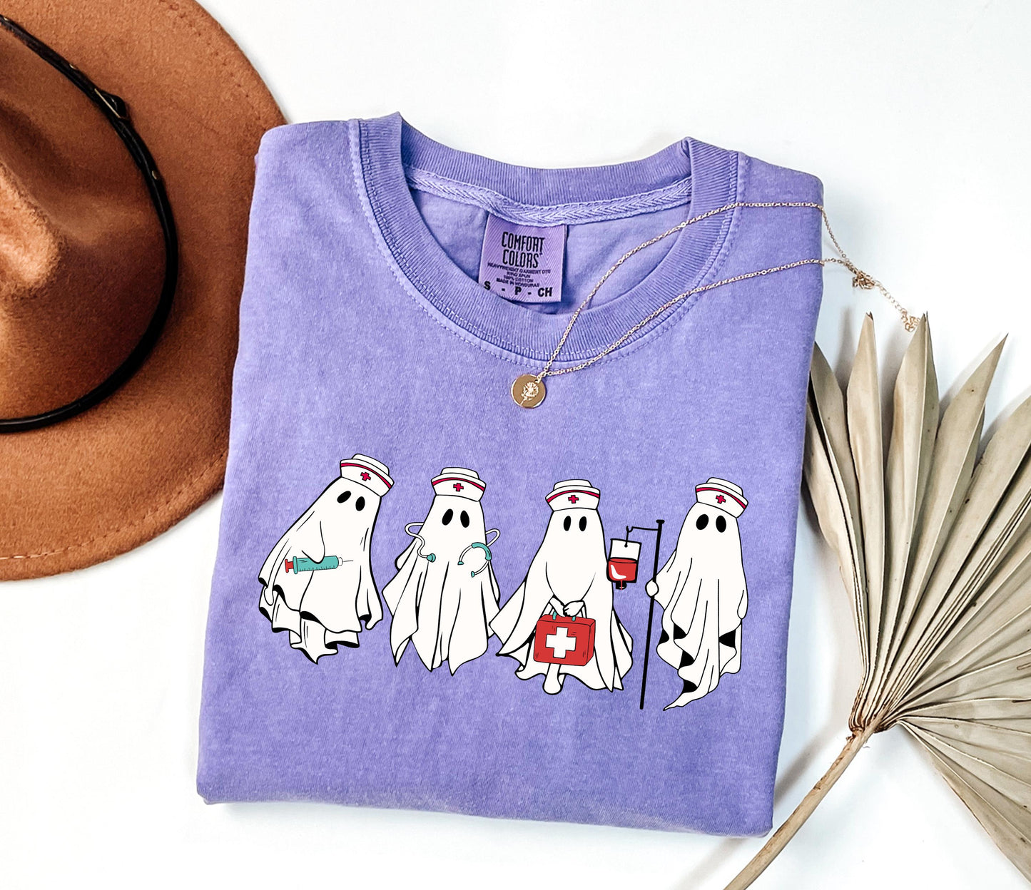 Comfort Colors® Ghost Nurse Halloween Shirt, Halloween Nurse Shirt, Spooky Nurse Shirt, Halloween Nurse Gift, Nurse Boo Crew Shirt, Fall Tee