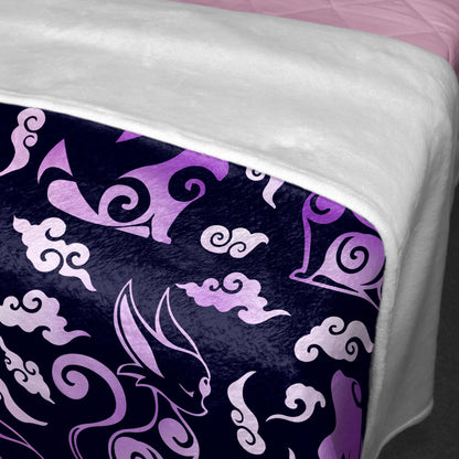 Umbreon Espeon Fleece Blanket, Cozy Cotton Blanket for Birthday, Christmas, Halloween, Home Decor Throw Blanket, Umbreon Blanket Gifts