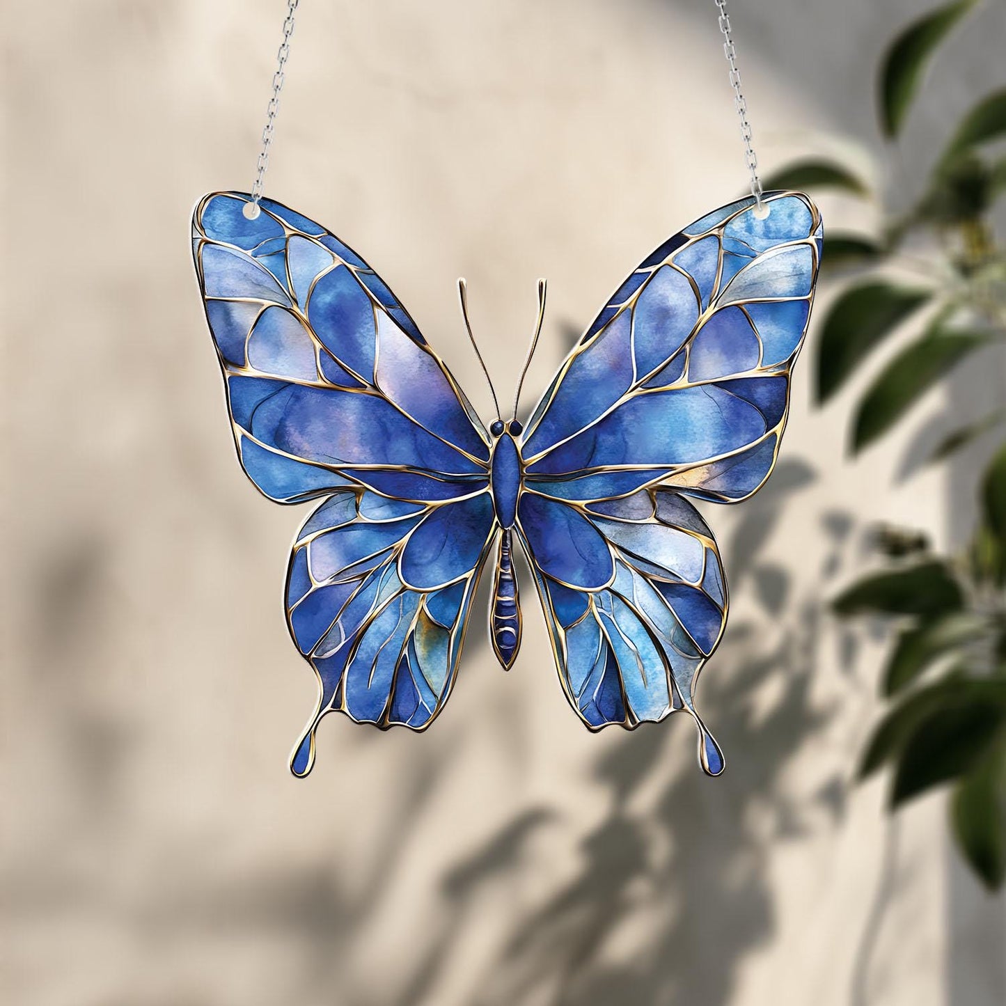 Blue Butterfly Acrylic Window Hanging,Nature Inspired Wall Decor, Summer Garden Gift For Her Mom Grandma, Handmade Butterfly Room Decoration