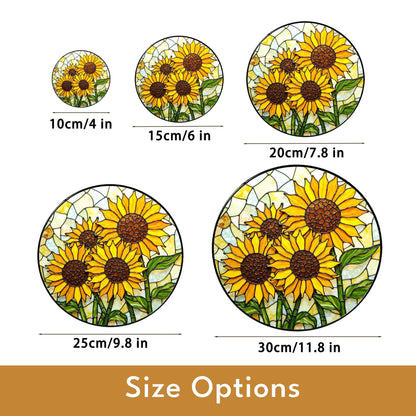 Bright Sunflowers Stained Glass Window Hanging Suncatcher Sun Catcher Gift for Mom or Nature Lover