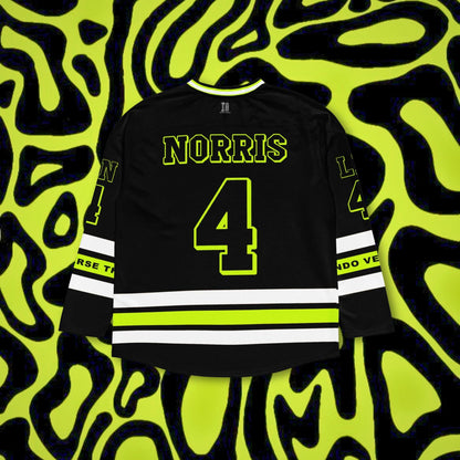 Racing-Inspired Oversized Jersey, Streetwear Racing Hockey Jersey with Vibrant #4 Graphics