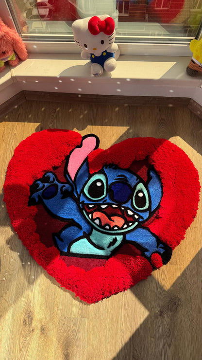 Puffy Heart Tufted Rug – Custom Handmade Cartoon Carpet, Love Cute Decor, Puffy Soft Rug for Anime Room Aesthetic or Gift | 2.7ft