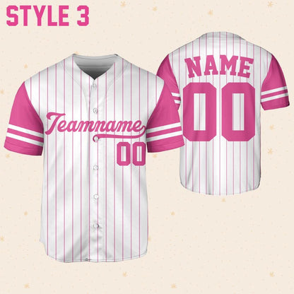 Personalized Team Name And Number Custom Baseball Jersey Pink Collection, Custom Baseball Jersey, Baseball Jersey Uniform For Baseball Fans