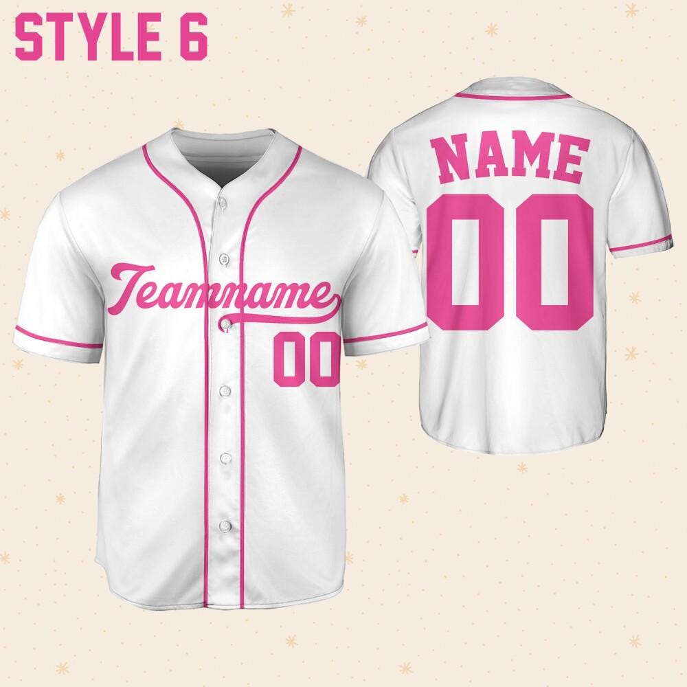 Personalized Team Name And Number Custom Baseball Jersey Pink Collection, Custom Baseball Jersey, Baseball Jersey Uniform For Baseball Fans