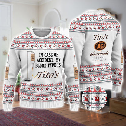 Tito Sweater Christmas, TITO'S Handmade Vodka Sweater, Austin Texas Label Ugly Sweater, Vodka Alcohol Xmas Sweater, Tito's Fan Gift