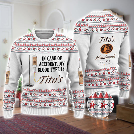 Tito Sweater Christmas, TITO'S Handmade Vodka Sweater, Austin Texas Label Ugly Sweater, Vodka Alcohol Xmas Sweater, Tito's Fan Gift