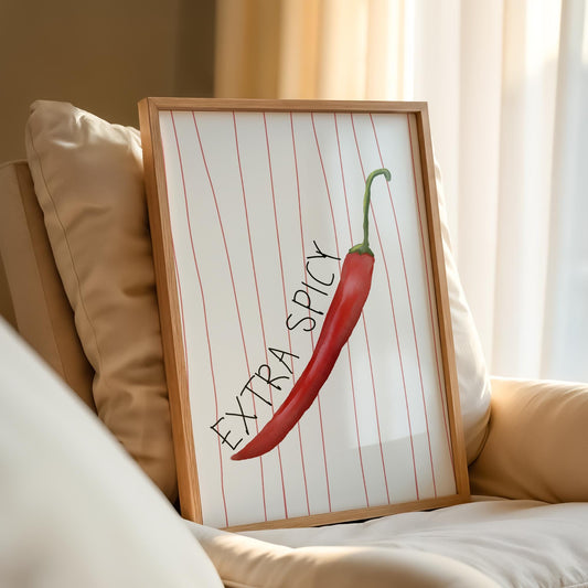 Extra Spicy Chili Pepper Print: Bold Kitchen Wall Art