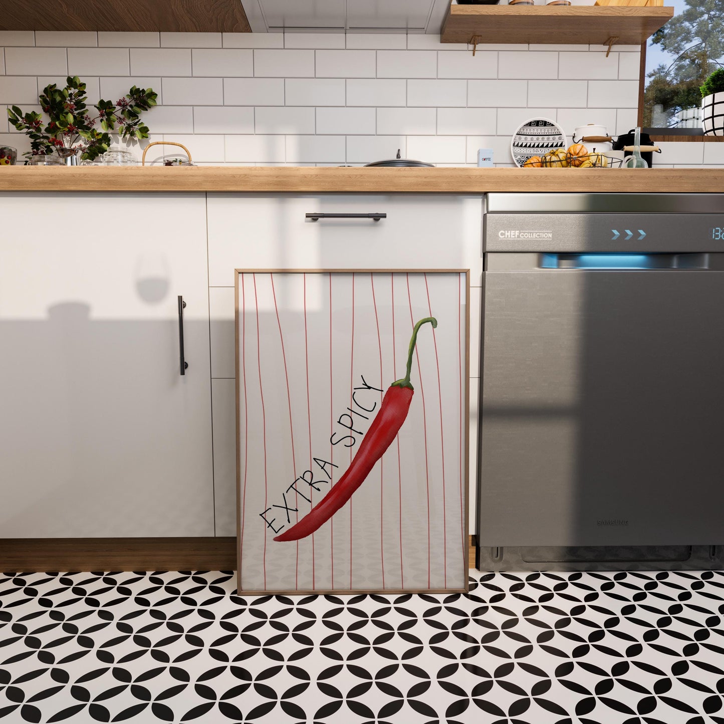 Extra Spicy Chili Pepper Print: Bold Kitchen Wall Art