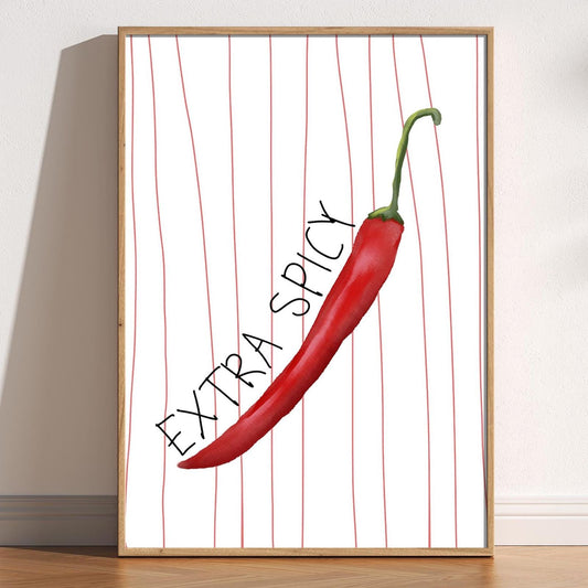 Extra Spicy Chili Pepper Print: Bold Kitchen Wall Art