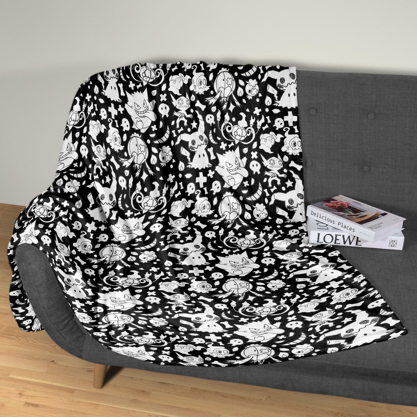 Gengar Fleece Blanket Home Decor Throw Blanket Bedroom Decor Mimikyu Blanket Cute Baby Blanket Cute Gengar Blanket Gifts