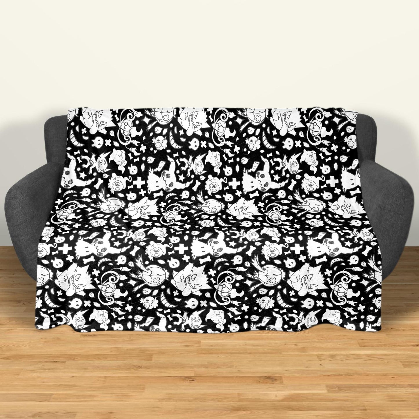 Gengar Fleece Blanket Home Decor Throw Blanket Bedroom Decor Mimikyu Blanket Cute Baby Blanket Cute Gengar Blanket Gifts