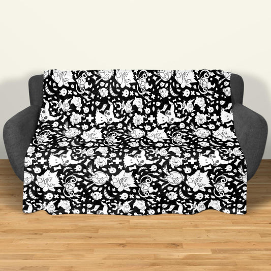 Gengar Fleece Blanket Home Decor Throw Blanket Bedroom Decor Mimikyu Blanket Cute Baby Blanket Cute Gengar Blanket Gifts