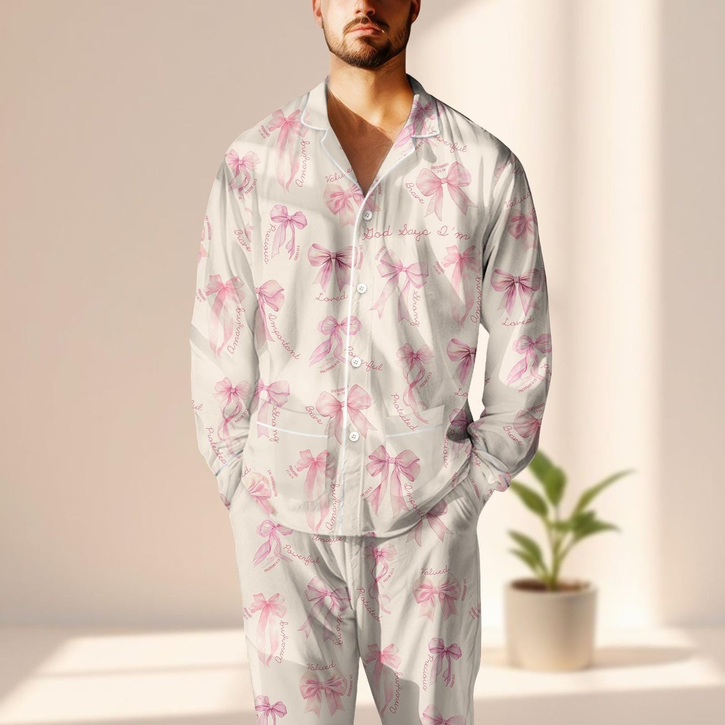 Coquette Pink Bow Satin Pajama Set, Girly Sleepwear Aesthetic, Cute Ribbon Lounge Set, Soft Feminine Matching Pajamas Set, Funny Gift