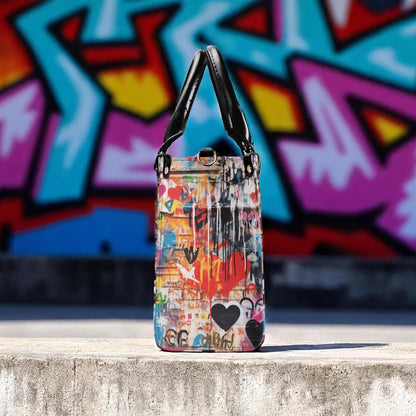 Street Canvas Square Handbag, Graffiti Art Vegan Leather Handbag, Top Handle, High-quality Crossbody Bag, Shoulder bag, Tote Bag,