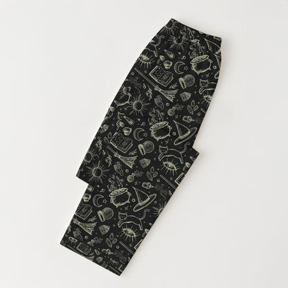 Halloween Mystical Witchy Pajamas Set, Celestial Moon and Magic Sleepwear, Dark Aesthetic Matching Set, Halloween Set Of Pyjamas